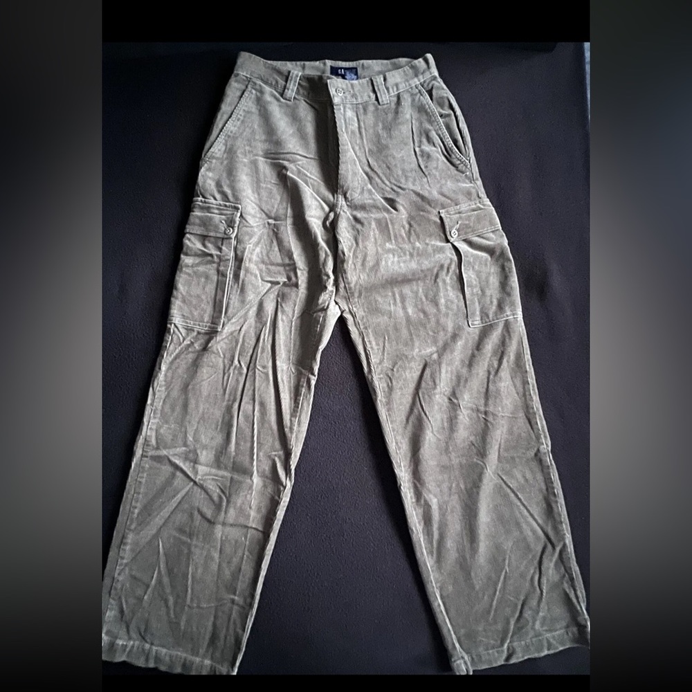 Gap Men’s Thin Corduroy Tan Cargo Pockets Pant Size 29X30 Vintage 90’s Rare!